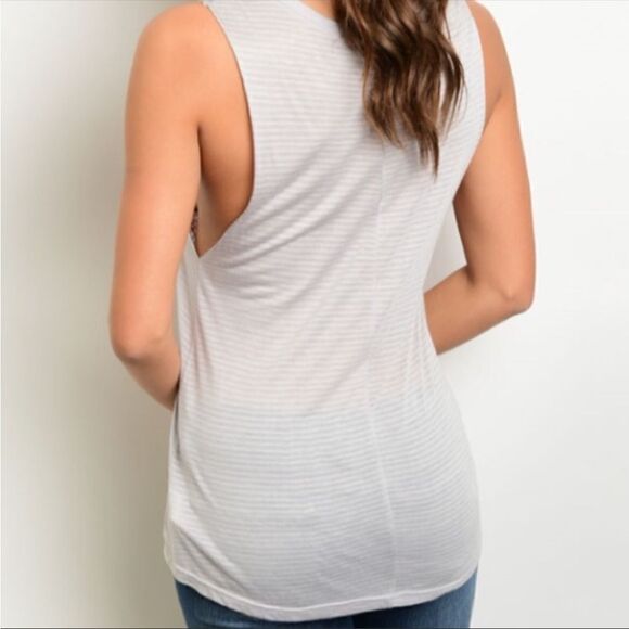 Promesa “Live By The Sun… Love By The Moon” Muscle Tee/Tank Size L Gray Sheer - Picture 2 of 11